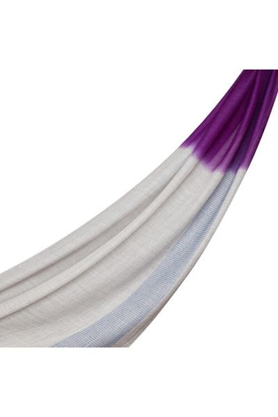 ipekevi Silver Purple Gradient Block Cord Wool Silk Shawl