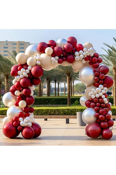 Janissary 30 Pieces "METALLIC RED - PEARL" Balloon Combination Indoor Birthday "CALK YOUR OWN CONCEPT