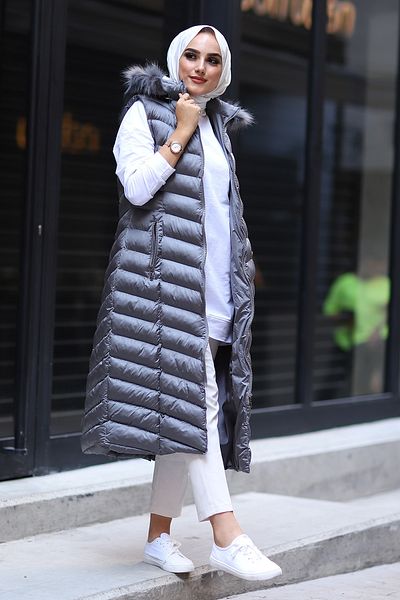 InStyle Long Padded Vest - Gray