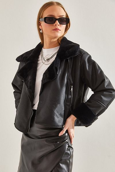 Bianco Lucci Dámský kožený kabát z laminované kůže 224360101006