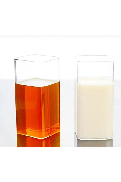 MİMOZA PARK 2 Pieces Rectangular Heat Resistant Borosilicate Trend Soft Drink Glass Square Glass