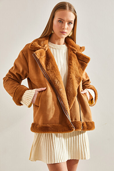 Bianco Lucci Women's Suede Plush Laminated Coat 233160101009