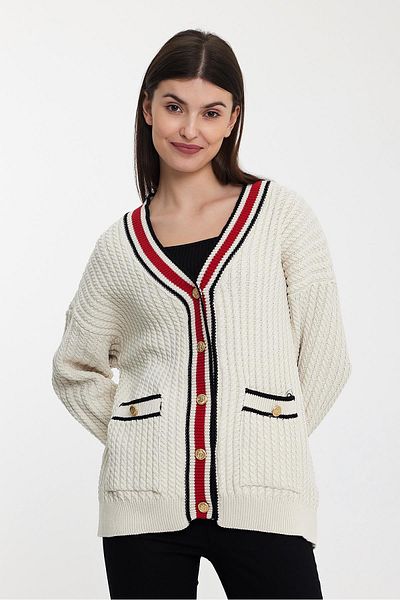 ALEXANDERGARDI STRICK CARDIGAN WITH STRIPES ON COLLAR(A92021-S)