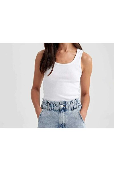 Kübra Tekstil Uski U izrez Rebrasto Rebrasta pletenina Skraćeni kroj