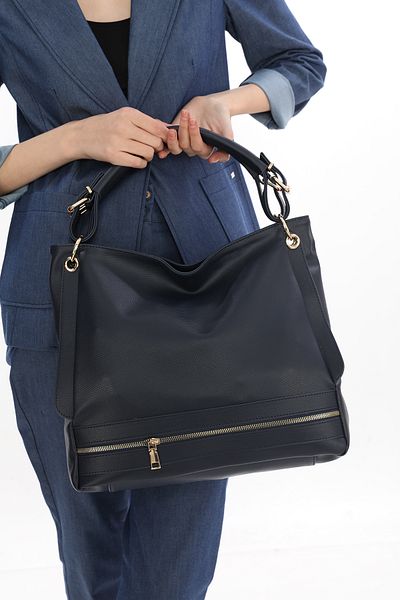 womenacs Geantă de mână cu curea dublă de umăr de culoare albastru bleumarin Noul sezon Lățime: 37 cm Lungime curea: 47 cm Adâncime: 11 cm