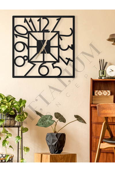 Decorative Turkish Numeral Metal Wall Clock Size:45x45cm [1141-45x45]