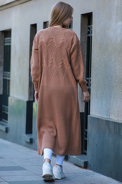 ALCHON Gâtul în V cu mânecă lungă Salonic Păr tricotat cu model Lungimea lungă la gleznă Cardigan gros de iarnă