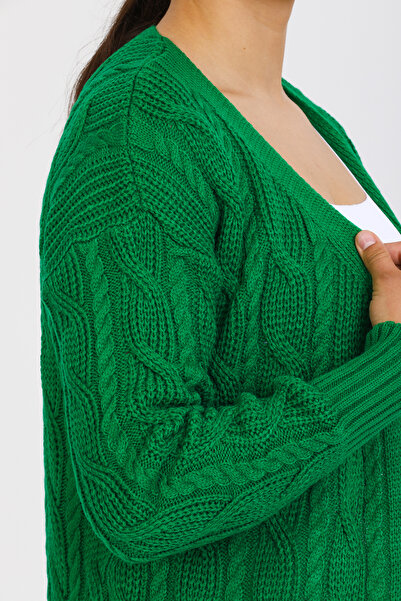 ALCHON Vlasy s dlouhým rukávem s výstřihem do V Zapletené ke kotníkům Délka Zimní Silný pletený Cardigan