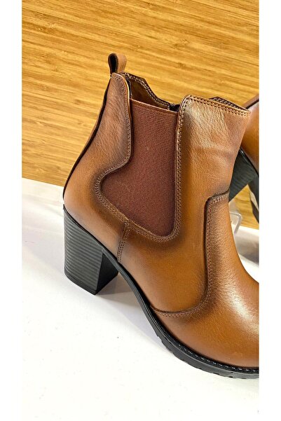 Scavia Keen RM 546 Lastikli Fermuarlı Hakiki Deri Ortopedik Topuklu Kısa Bot