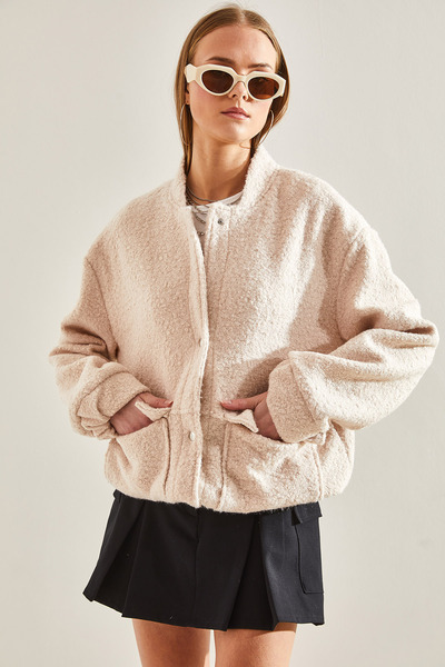 Bianco Lucci Dámský látkový kabát se zapínáním do kapsy