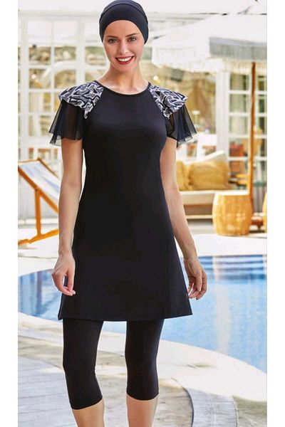MARESİVA Lycra leggings swimsuit with frilly sleeves