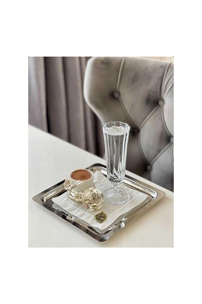 AHİR TİCARET Stainless Steel Square 3-Piece Presentation Tray