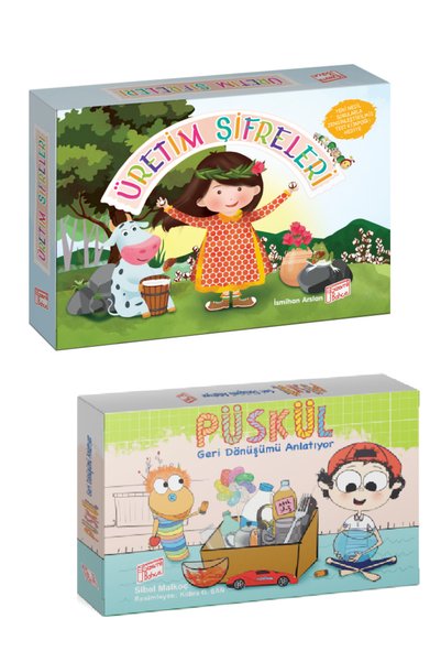 Gizemli Bahçe Yayınları 2Nd Grade and 3Rd Grade Üretimin Şifreleri + Püskül Geri Dönüşümü Anlatıyor Hikaye Setleri (2 Book Set)