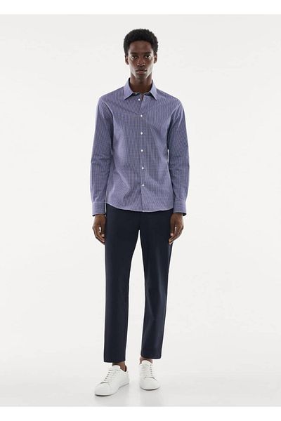 MANGO Man Stretch Fabric Micro kostkovaná košile