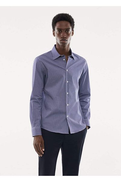 MANGO Man Stretch Fabric Micro kostkovaná košile