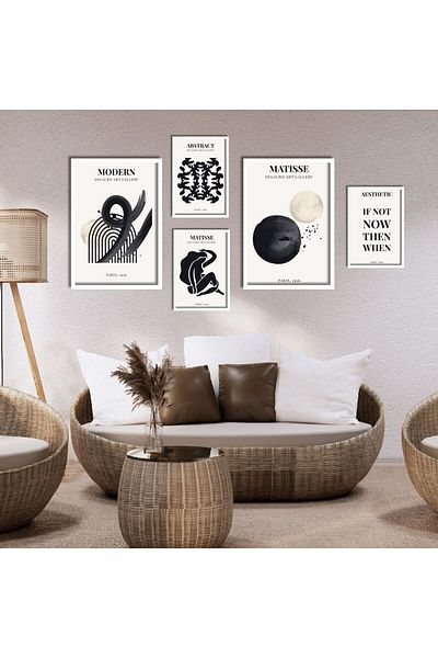 GAAGART Set de 5 mese din MDF cu cadru laminat din lemn Henri Matisse Design abstract