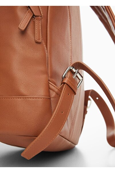 MANGO Man Kompakt Deri Efektli Sırt Çantası