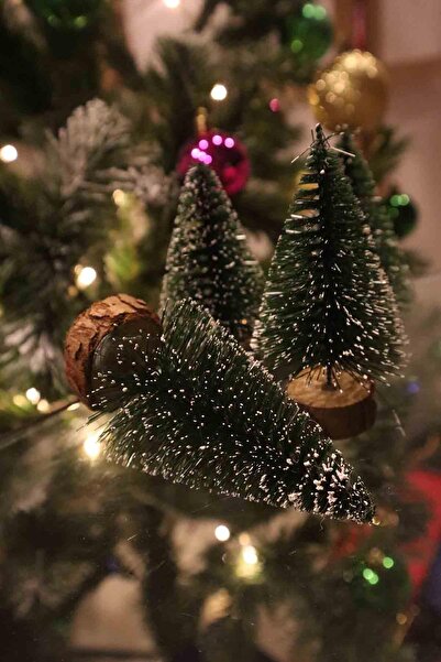 DEKOMUS مجموعة زينة شجرة صنوبر صغيرة مكونة من قطعتين من سلسلة "العام الجديد وعيد الميلاد المجيد".