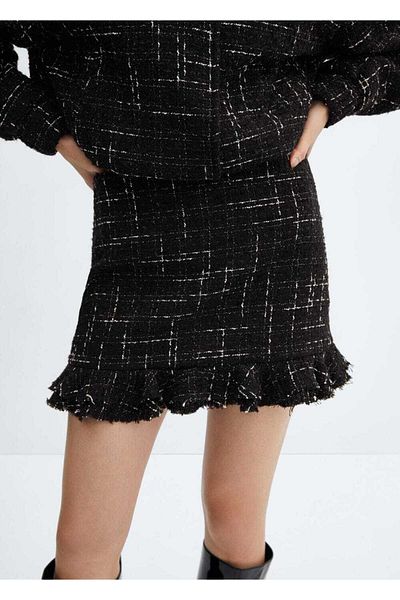 MANGO Woman Ruffle tweed skirt