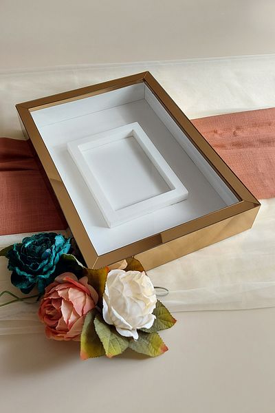 hobicehayaller 25x35 Cm Memory Frame with Photo Section!New Fashion Rose Boxes!Promise Engagement Flower Design!