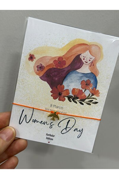 HARİKALAR DÜKKANI Women's Day Card Bracelet 10 Pieces