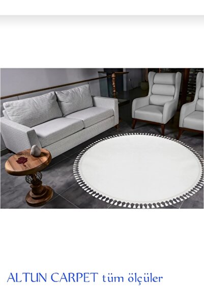 Altun Snow White Altuncarpet - 50*50 Gel Non-Slip Plush Carpet, Multiple Sizes Not Included Fringe
