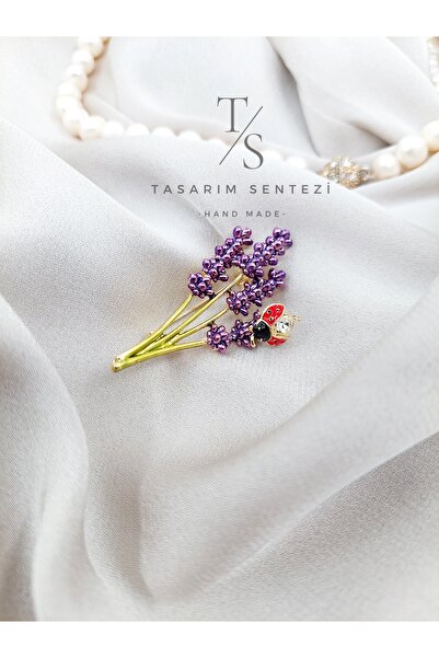 Tasarım Sentezi Broş Lavanta Uğur Böcegi Yaka Çanta Kıyafet Takı Kol Fular Ka...