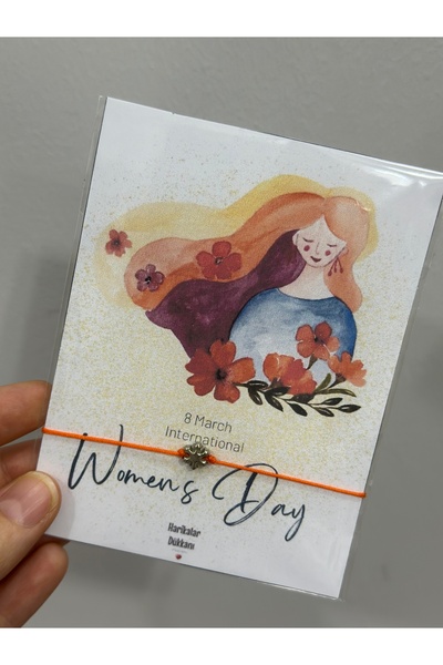 HARİKALAR DÜKKANI Women's Day Card Bracelet 10 Pieces