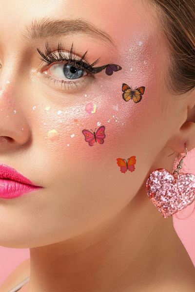 BP Tattoo Yüz Makyajı Kelebek Dövmesi Butterfly Tattoo 39'lu