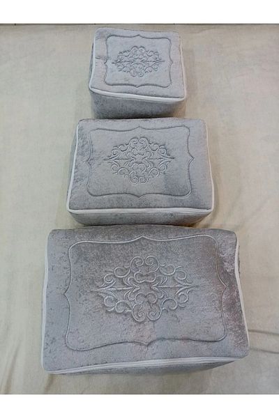 Akınal Bella Dowry Velvet Embroidered 3-Piece Bundle Engagement Bride Groom Bag