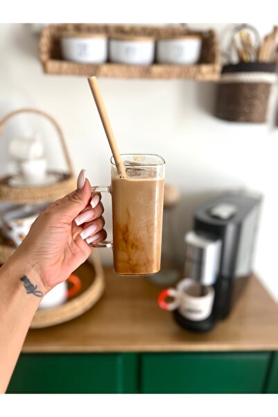 KaiHome Square Soft Drink/Iced Coffee Glass with Borosilicate Handle