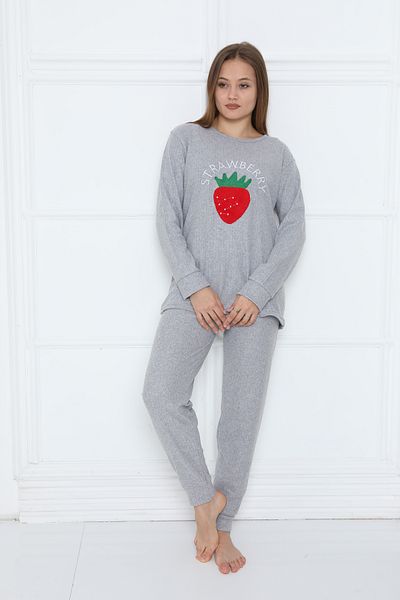 FAMES PİJAMA WINTER STRAWBERRY INTERLOK WOMEN'S PAJAMAS SET