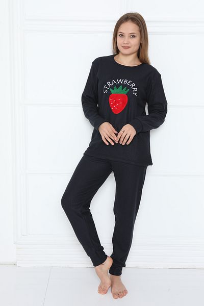 FAMES PİJAMA WINTER STRAWBERRY INTERLOK WOMEN'S PAJAMAS SET