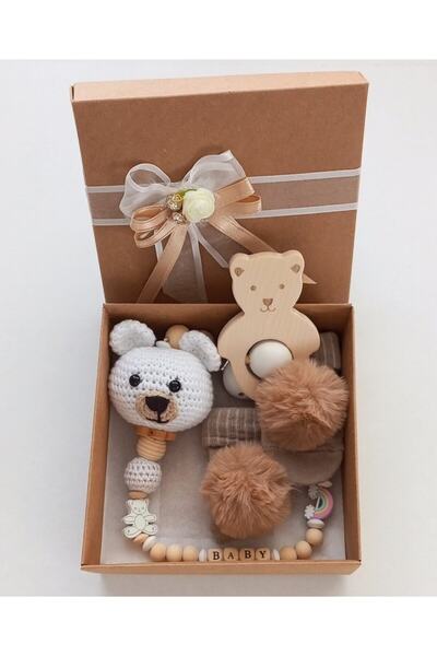 Style Baby Amazing Hoşgeldin Bebek, Unisex, Yenidoğan Bebek, Beyaz Örgü Ayıcı...