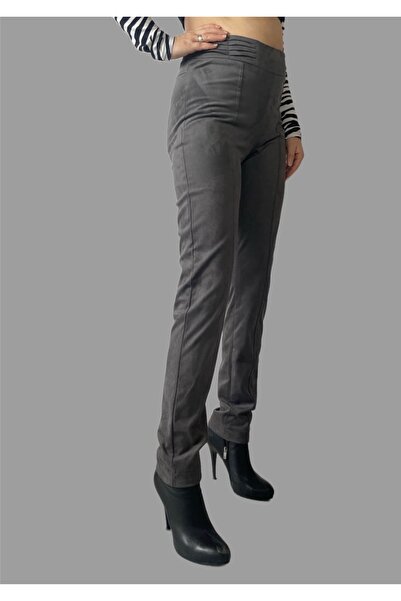 Şahika Gürkan To The Moon & Sun Gri Süet Streç Pantolon