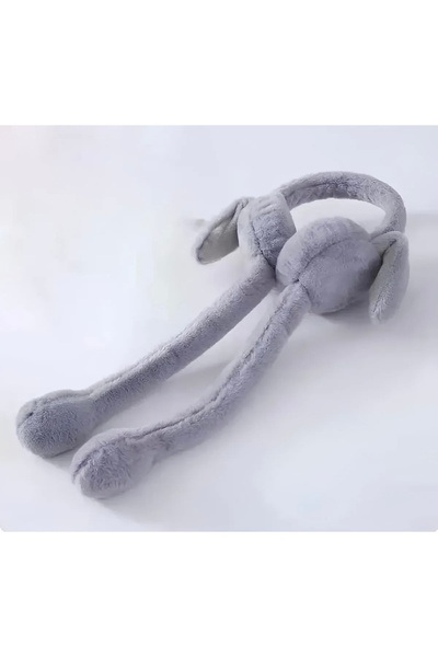 Luna Gri Hareketli Kulaklık Peluş Kulak Isıtıcı