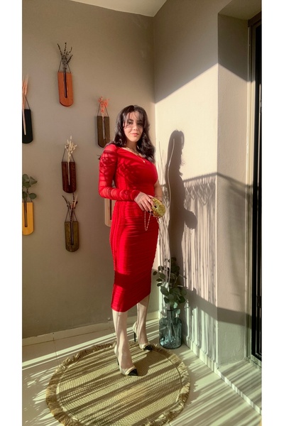 Zilolafashionhouse Tek kol tül elbise