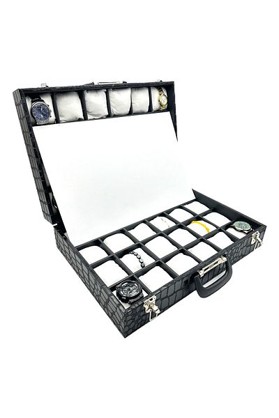 kutuveaksesuar Watch Bag 48 Pieces Patent Leather with Black Handles