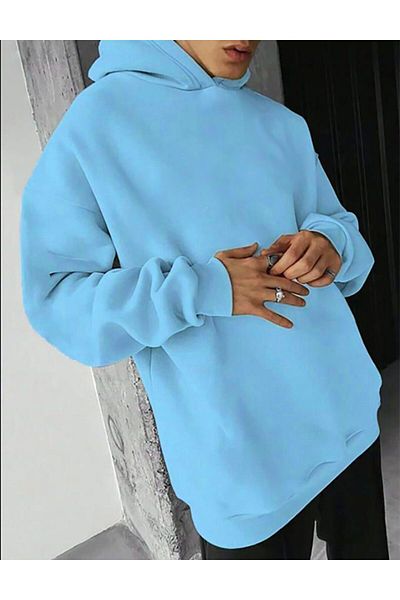 BEETON Places Interests 3 Thread - Baby Blue Oversize Hooded Hoodie