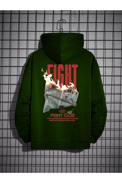 bros Hanorac oversize unisex Fight Club cu imprimeu din 3 fire ridicate