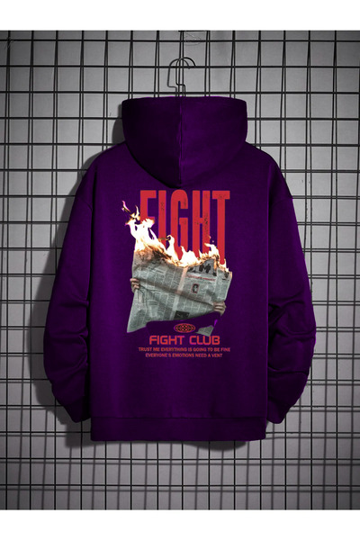 bros Hanorac oversize, unisex, cu 3 fire, imprimat Fight Club