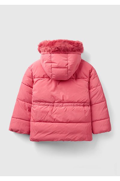 United Colors of Benetton Palton Pufa pentru fete fucsia - cu buzunar frontal