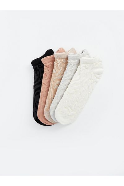 LC Waikiki Packung mit 5 gemusterten Booties-Socken für Damen