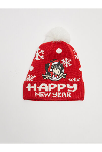 LC Waikiki Dívčí vyšívaný úpletový baret Nostalgická opice