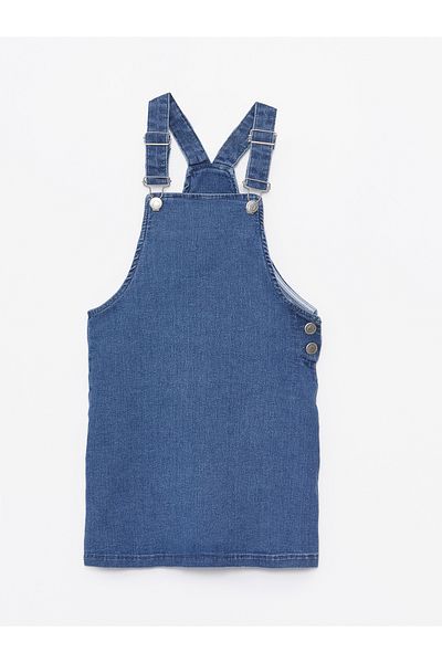 LC Waikiki Quadratischer Kragen Jean Salopet Kleid für Mädchen
