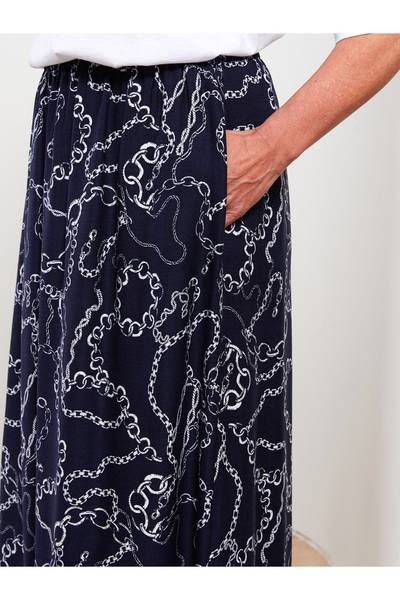 LC Waikiki Mintás A vonalú viszkóz női szoknya elasztikus derékkal