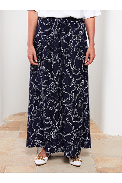 LC Waikiki Mintás A vonalú viszkóz női szoknya elasztikus derékkal