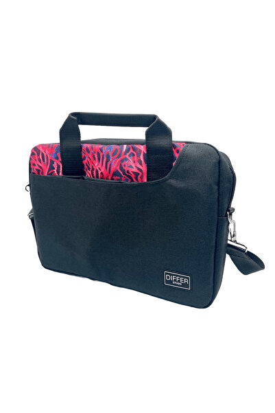 Differ Studio Μαύρος φορητός υπολογιστής/φορητός υπολογιστής/χαρτοφύλακας 13-14 ιντσών με κόκκινο κοραλί μοτίβο