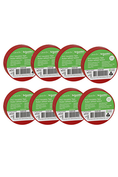 Schneider Electric Schneider 8li Kırmızı PVC İzole Bant 20mt*19mm 2420100-8