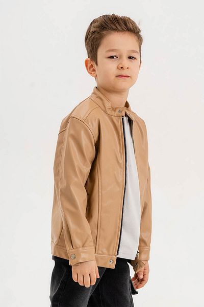 Gold Class Kidswear Δερμάτινο μπουφάν για αγόρι με φερμουάρ